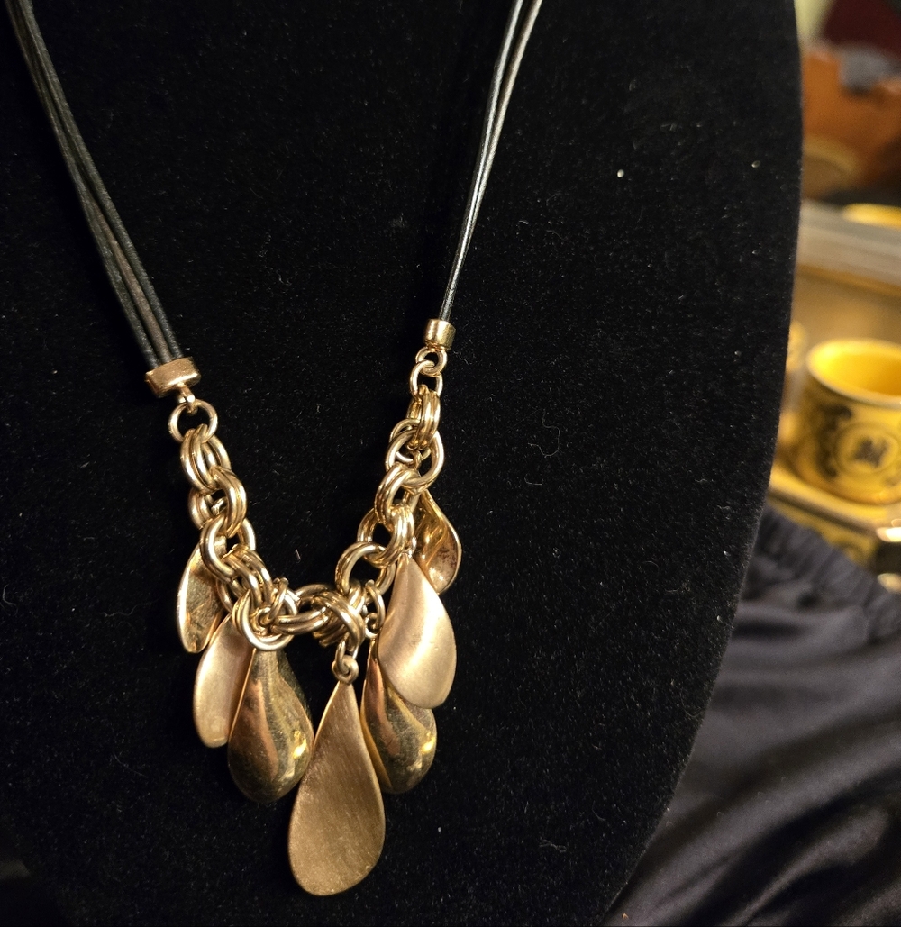 Lia Sophia Gold Tone Teardrop Statement Necklace | Designer Jewelry - Picture 5 of 7